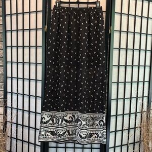 MODA INTL MAXI Skirt XS sexy sheer bottom side slits paisley print